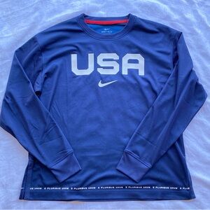 Nike Navy USA Long Sleeve Shirt